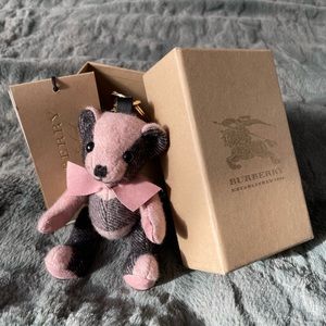 Burberry bear in pink and black buffalo checkered pattern
